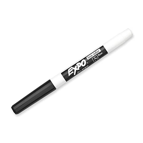 EXPO Low Odor Dry Erase Markers, Fine Tip, Black, 12 Count-UPStoxs