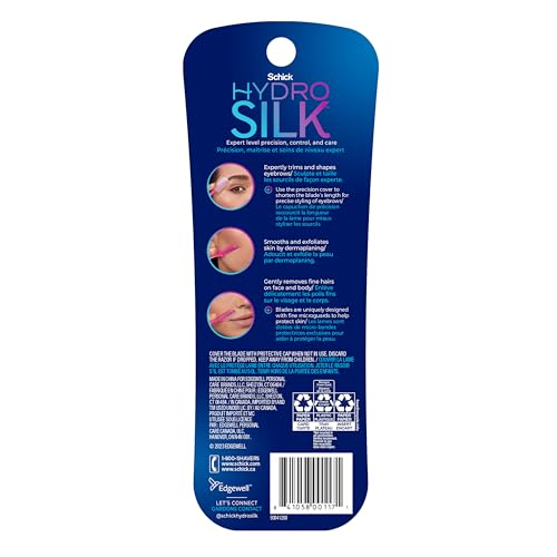 Schick Hydro Silk Touch-Up Dermaplaning Tool with Precision Cover, 3ct | Dermaplane Razor, Face Razors for Women, Eyebrow Razor, Facial Razor, Dermaplaning Razor, Womens Face Razor Peach Fuzz Remover-UPStoxs