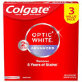 Colgate Optic White Advanced Hydrogen Peroxide Toothpaste, Teeth Whitening Toothpaste Pack, Enamel-Safe Formula, Helps Remove Tea, Coffee, and Wine Stains, Sparkling White, 3 Pack, 3.2 oz-UPStoxs