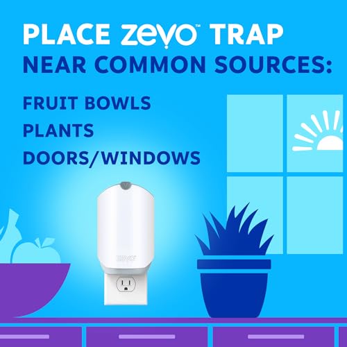 Zevo Flying Insect Trap for Indoors: Light Trap Captures Fruit Flies, Gnats and Houseflies, Starter Kit Value Pack (2 Plug-in Bases + 2 Cartridges)-UPStoxs