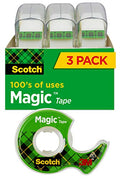 Scotch Magic Tape, 3 Rolls, Numerous Applications, Invisible, Engineered for Repairing, 3/4 x 300 Inches, Dispensered (3105)-UPStoxs