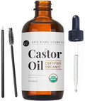 Kate Blanc Cosmetics Castor Oil (2oz), USDA Certified Organic, 100% Pure, Cold Pressed, Hexane Free. Stimulate Growth for Eyelashes, Eyebrows, Hair. Skin Moisturizer & Hair Treatment Starter Kit-UPStoxs