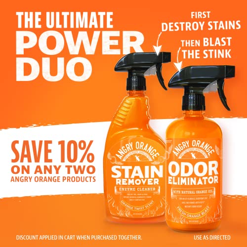 ANGRY ORANGE Pet Odor Eliminator for Strong Odor - Citrus Deodorizer for Strong Dog or Cat Pee Smells on Carpet, Furniture & Indoor Outdoor Floors - 24 Fluid Ounces - Puppy Supplies-UPStoxs