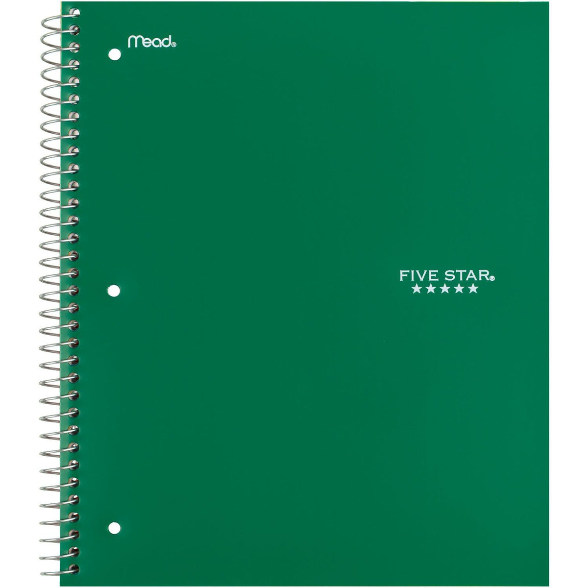 Five Star Spiral Notebook + Study App, 3 Subject, Wide Ruled Paper, 150 Sheets, 10-1/2" x 8" Sheet Size, Forest Green (73176)-UPStoxs
