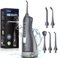 COSLUS Water Dental Flosser Teeth Pick: Portable Cordless Oral Irrigator 300ML Rechargeable Travel Irrigation Cleaner IPX7 Waterproof Electric Flossing Machine for Teeth Cleaning F5020E Grey-UPStoxs