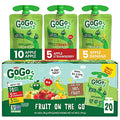 GoGo squeeZ Fruit on the Go Variety Pack, Apple, Banana & Strawberry, 3.2 oz (Pack of 20), Unsweetened Snacks for Kids, Gluten Free, Nut and Dairy Free, Recloseable Cap, BPA Free Pouches-UPStoxs