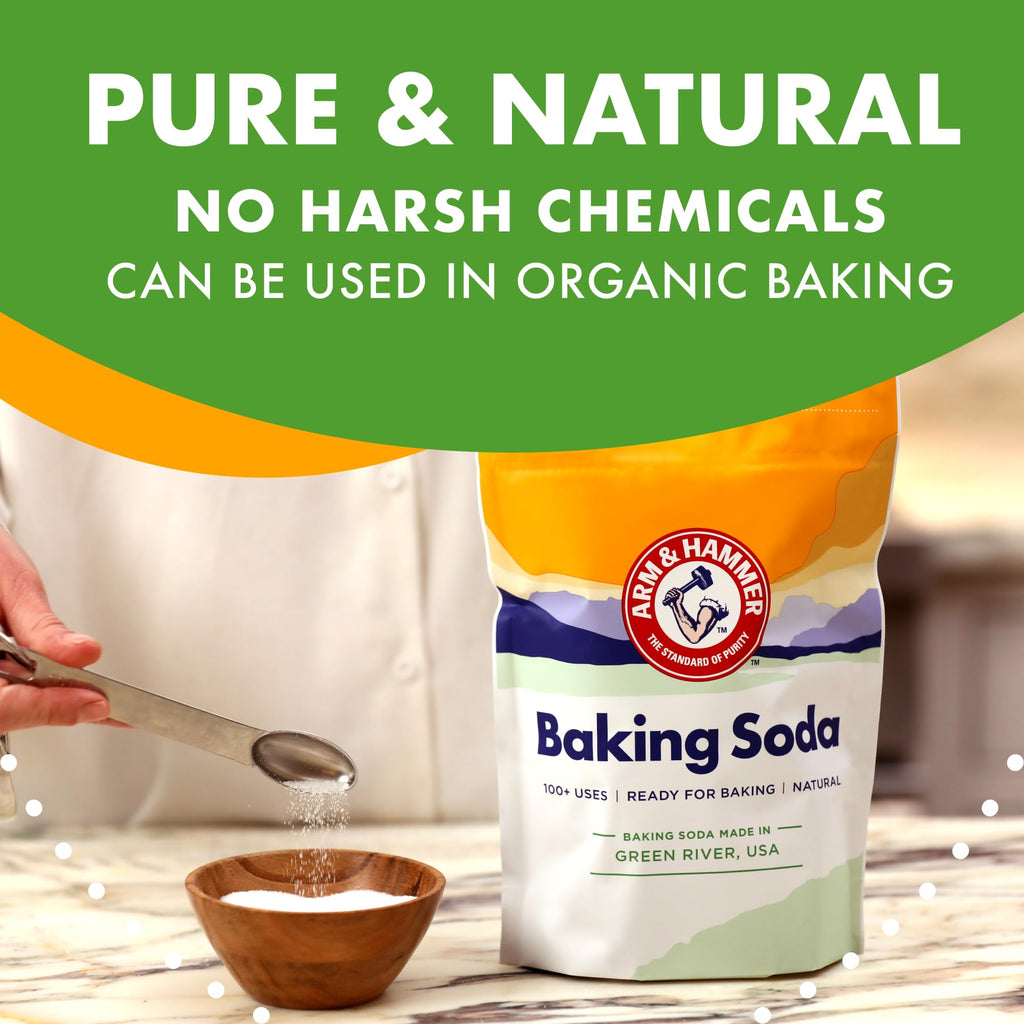 ARM & HAMMER Baking Soda Made in USA, Ideal for Baking, Pure & Natural, 2.7lb Bag-UPStoxs