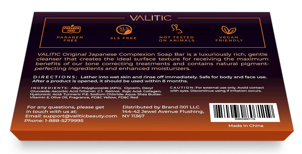VALITIC Kojic Acid Dark Spot Remover Soap Bars with Vitamin C, Retinol, Collagen, Turmeric - Original Japanese Complex Infused Hyaluronic Acid, E, Shea Butter, Castile Olive Oil (4 Pack)-UPStoxs