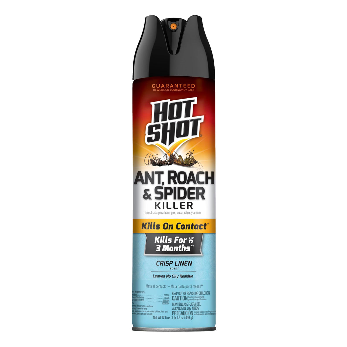 Hot Shot Ant, Roach & Spider Killer, Kills Insects Indoors and Outdoors, Kills Roaches and Listed Ants on Contact, Insecticide Spray, 17.5 Ounce (Crisp Linen)-UPStoxs