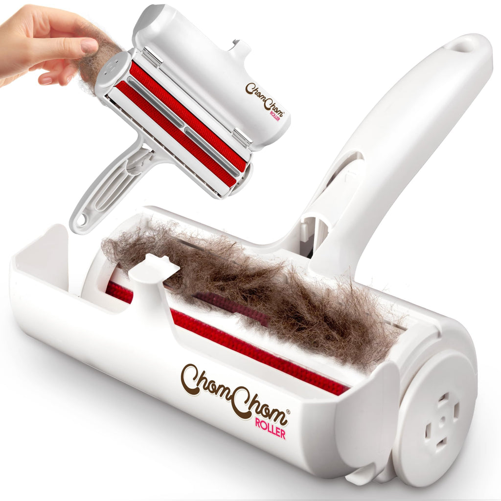 Chom Chom Roller Pet Hair Remover and Reusable Lint Roller - ChomChom Cat and Dog Hair Remover for Furniture, Couch, Carpet, Clothing and Bedding - Portable, Multi-Surface Fur Removal Tool-UPStoxs