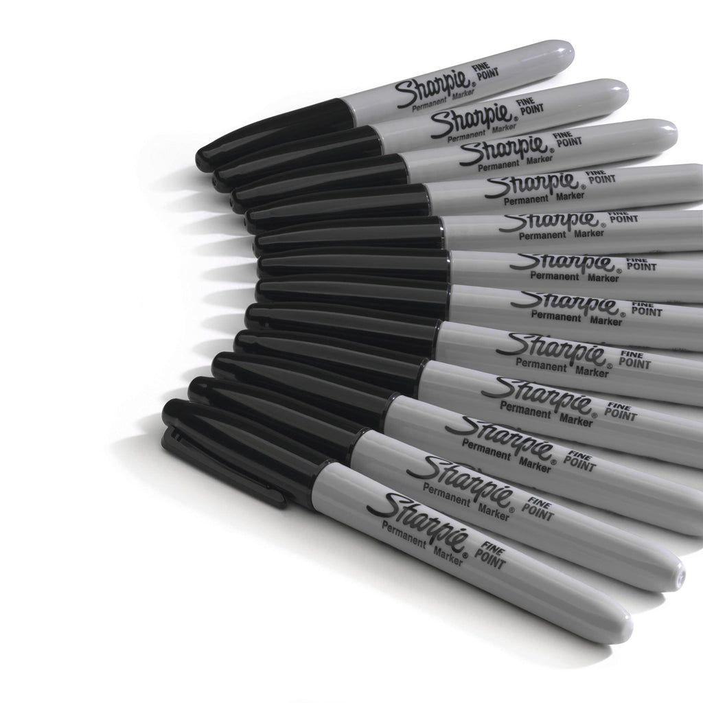 Sharpie Permanent Markers, Fine Point, Black, 12 Count, Proudly Permanent Ink, Intensely Brilliant Colors-UPStoxs