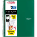 Five Star Spiral Notebook + Study App, 3 Subject, College Ruled Paper, Fights Ink Bleed, Water Resistant Cover, 8-1/2" x 11", 150 Sheets, Green (72067)-UPStoxs