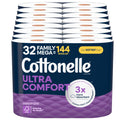 Cottonelle Ultra Comfort Toilet Paper with Cushiony CleaningRipples Texture, 32 Family Mega Rolls (32 Family Mega Rolls = 144 Regular Rolls) (8 Packs of 4), 296 Sheets per Roll, Packaging May Vary-UPStoxs