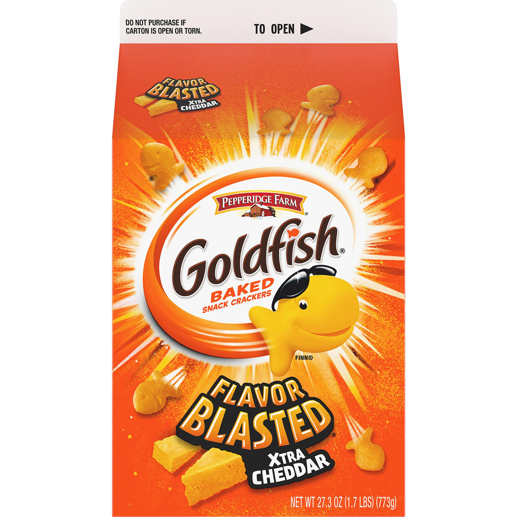 Goldfish Flavor Blasted Xtra Cheddar Cheese Crackers, 27.3 oz Carton-UPStoxs