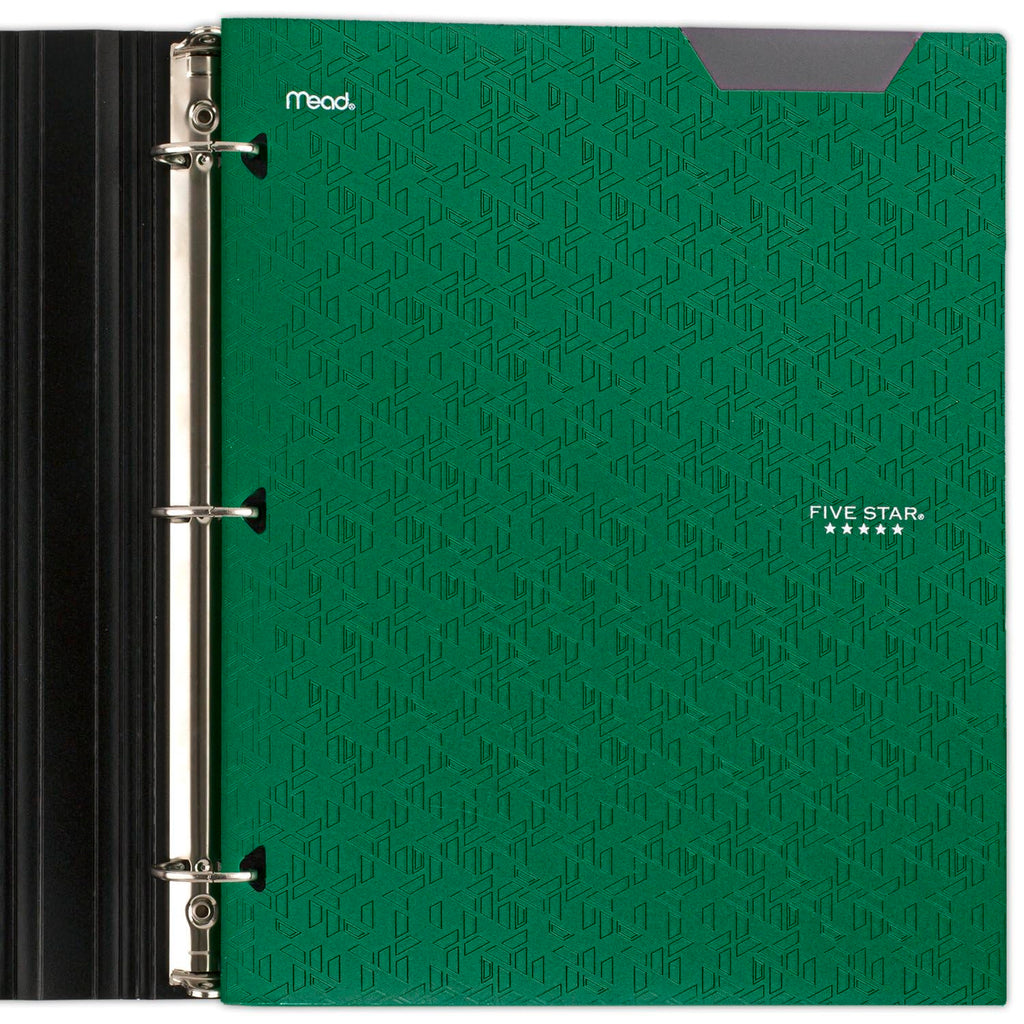 Five Star 2-Pocket Folder, Plastic Folder with Stay-Put Tabs, Fits 3 Ring Binder, Holds 8-1/2" x 11" Paper, Green (333420E-ECM)-UPStoxs