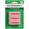 Ticonderoga Wedge Erasers, Pink, 3 Count-UPStoxs