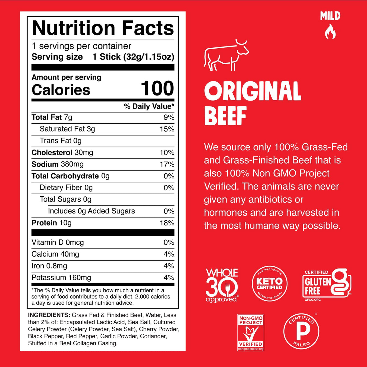 Chomps Grass-Fed and Finished Original Beef Jerky Snack Sticks 10-Pack - Keto, Paleo, Whole30, 10g Lean Meat Protein, Gluten-Free, Zero Sugar Food, Non-GMO-UPStoxs