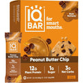 IQBAR Brain and Body Plant Protein Bars - Peanut Butter Chip - 12 Count, Low Carb, High Fiber, Gluten Free, Vegan Snacks - Low Sugar Keto Energy Bars-UPStoxs