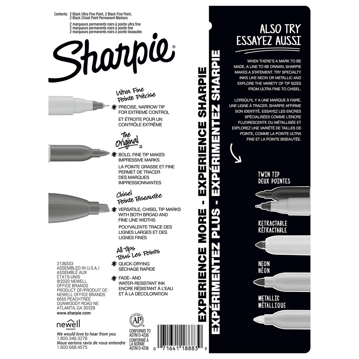 Sharpie Permanent Markers Variety Pack, Featuring Ultra-Fine, Chisel Tip, And Fine Tip Marker Set, Writing And Poster Markers, Black, 6 Count-UPStoxs