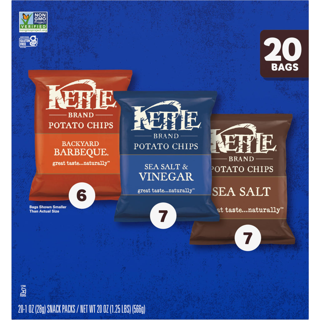 Kettle Brand Potato Chips Variety Pack, 1 Oz, 20 Ct-UPStoxs