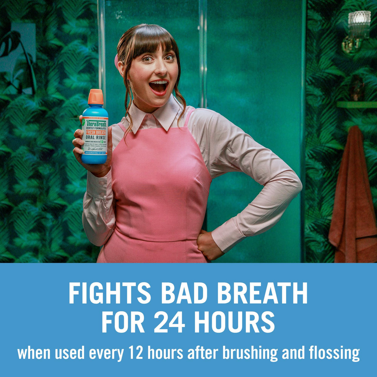 TheraBreath Fresh Breath Mouthwash, Icy Mint Flavor, Alcohol-Free, 16 Fl Oz (Pack of 2)-UPStoxs