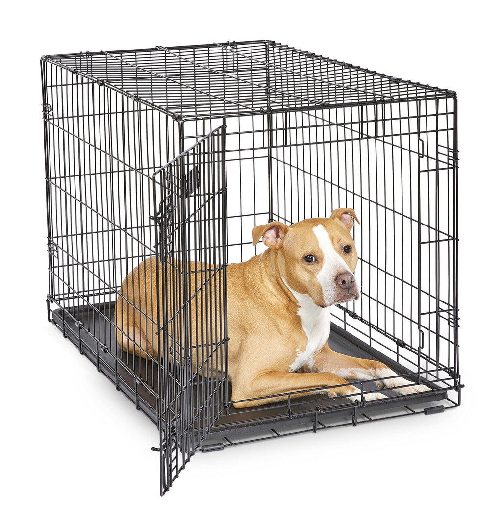 MidWest Homes for Pets Newly Enhanced Single Door iCrate Dog Crate, Includes Leak-Proof Pan, Floor Protecting Feet , Divider Panel & New Patented Features, Black-UPStoxs