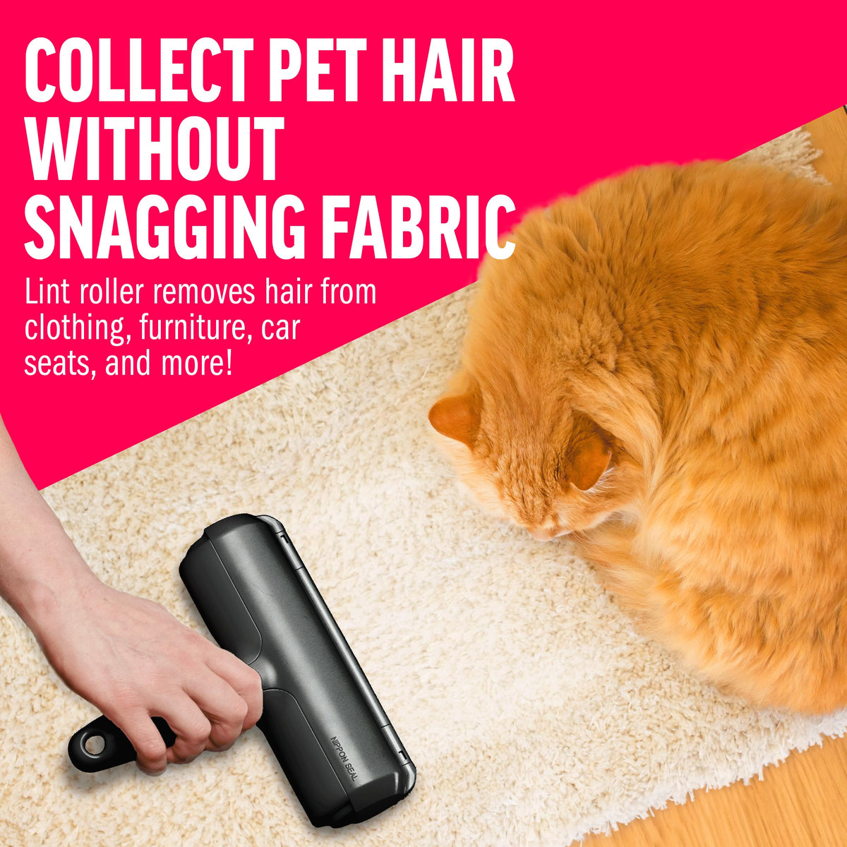 Chom Chom Roller Pet Hair Remover and Reusable Lint Roller - Black ChomChom Cat and Dog Hair Remover for Furniture, Couch, Carpet, Clothing and Bedding - Portable, Multi-Surface Fur Removal Tool-UPStoxs